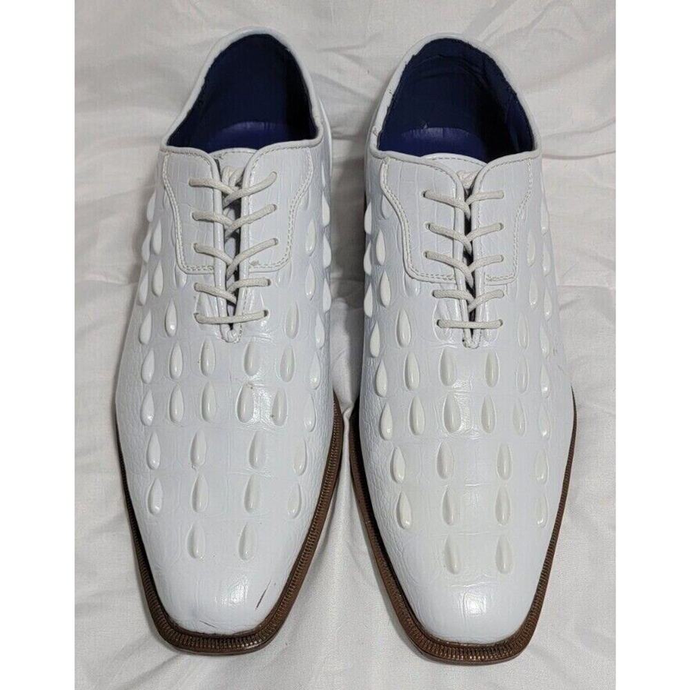 White Hornback Alligator Faux Leather Shoes M Sz 10